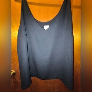 Black V-Neck Sleeveless Top